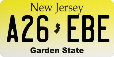 NJ license plate A26EBE