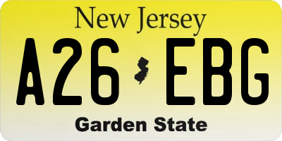 NJ license plate A26EBG