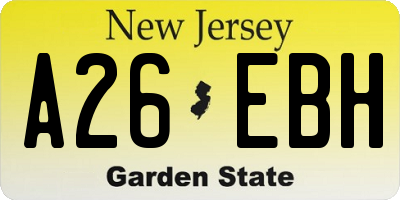 NJ license plate A26EBH