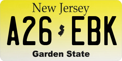 NJ license plate A26EBK