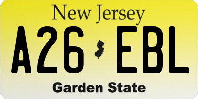 NJ license plate A26EBL