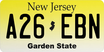 NJ license plate A26EBN