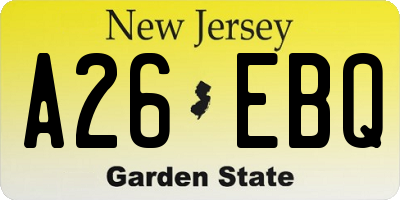 NJ license plate A26EBQ