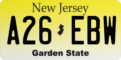 NJ license plate A26EBW