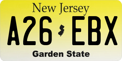 NJ license plate A26EBX