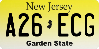 NJ license plate A26ECG