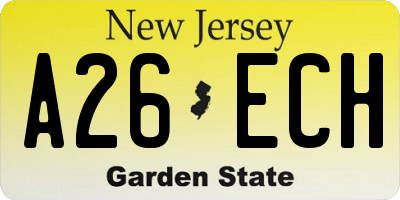 NJ license plate A26ECH