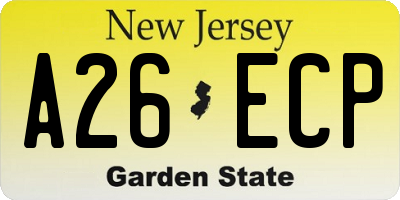 NJ license plate A26ECP