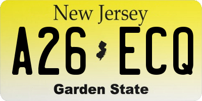 NJ license plate A26ECQ