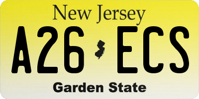 NJ license plate A26ECS