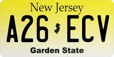 NJ license plate A26ECV