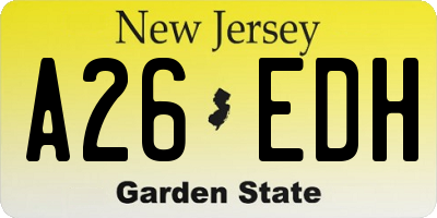 NJ license plate A26EDH