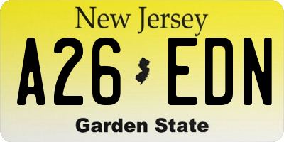 NJ license plate A26EDN
