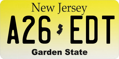 NJ license plate A26EDT