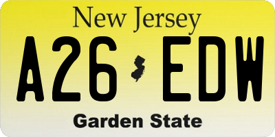 NJ license plate A26EDW