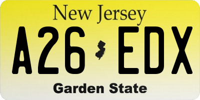 NJ license plate A26EDX