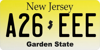 NJ license plate A26EEE