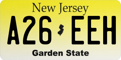 NJ license plate A26EEH