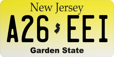 NJ license plate A26EEI
