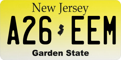 NJ license plate A26EEM