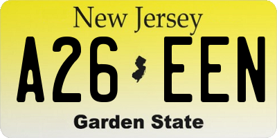 NJ license plate A26EEN