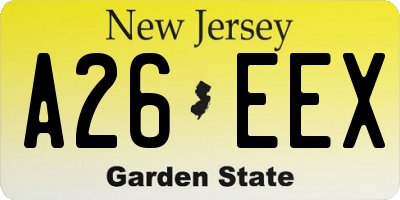 NJ license plate A26EEX