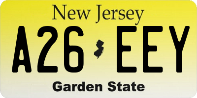 NJ license plate A26EEY