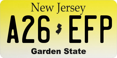 NJ license plate A26EFP
