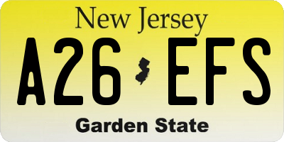 NJ license plate A26EFS