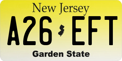 NJ license plate A26EFT