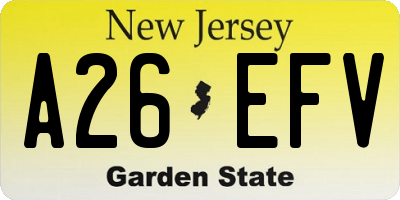 NJ license plate A26EFV