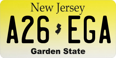 NJ license plate A26EGA