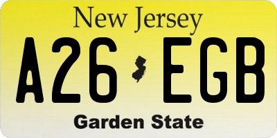 NJ license plate A26EGB