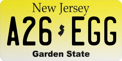 NJ license plate A26EGG
