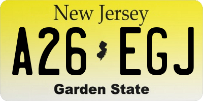 NJ license plate A26EGJ
