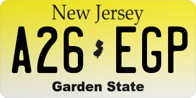 NJ license plate A26EGP