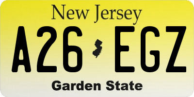 NJ license plate A26EGZ