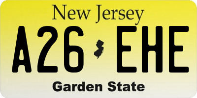 NJ license plate A26EHE