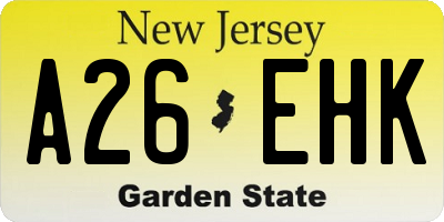 NJ license plate A26EHK