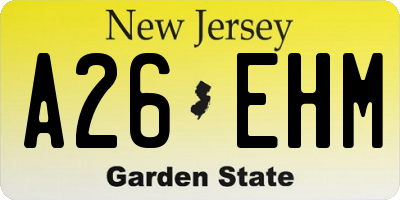 NJ license plate A26EHM