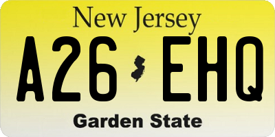 NJ license plate A26EHQ
