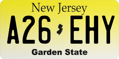 NJ license plate A26EHY