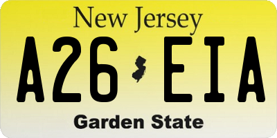 NJ license plate A26EIA
