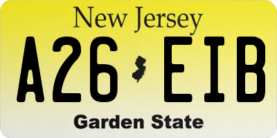 NJ license plate A26EIB