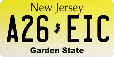 NJ license plate A26EIC