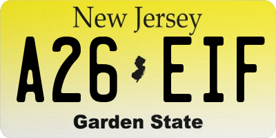 NJ license plate A26EIF