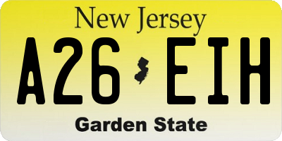 NJ license plate A26EIH
