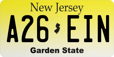 NJ license plate A26EIN
