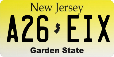 NJ license plate A26EIX
