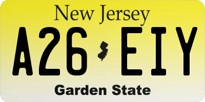 NJ license plate A26EIY